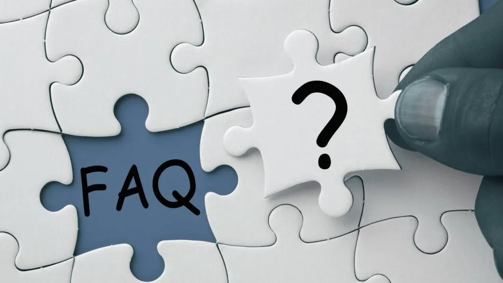 FAQ in the middle of puzzle pieaces to augment the article titled: Rent to Buy Cars: FAQs