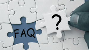 FAQ in the middle of puzzle pieaces to augment the article titled: Rent to Buy Cars: FAQs